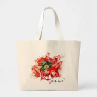 Faded Red Watercolor Macro Blossom Large Tote Bag