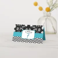 Black and Blue Wedding Table Number Cards