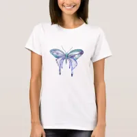 watercolor aqua blue purple butterfly T-Shirt