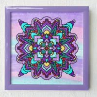 Colorful Mystical Mandala in Purple and Blue Poster