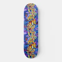 Abstract cubes purple skateboard