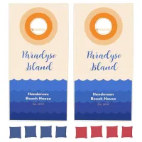 Ocean sunset minimalist scene  cornhole set