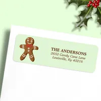 Mint Gingerbread Man Christmas Return Address Label