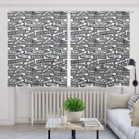 New York Street Signs Black and White Pattern Sheer Curtains