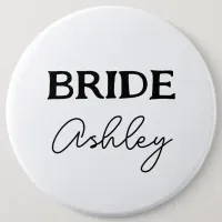 Bachelorette Party Black And White Bride Name Button