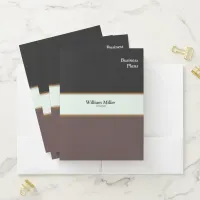 Modern Minimalist Black Brown Stripes Pocket Folder