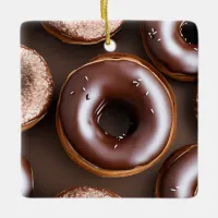 Chocolate Donuts with Sprinkles Christmas Ceramic Ornament