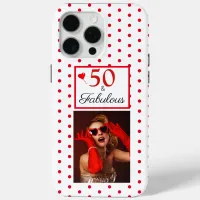 50 & Fabulous Photo Red Dots & White 50th Birthday iPhone 15 Pro Max Case