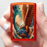 Majestic Eagle Soars Over Fish Zippo Lighter