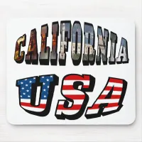 California Picture and USA Flag Text Mouse Pad