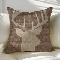 Rustic Deer Buck Burlap Throw Pillows