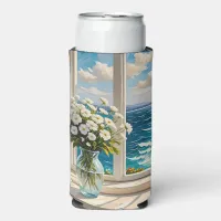 Pretty Ocean Scene Coastal Art Seltzer Can Cooler