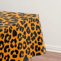 Orange Black Leopard Print Pattern Halloween Decor Tablecloth