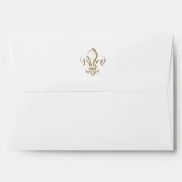 Vintage Royal Gold French Fleur de Lis Wedding Envelope