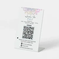 *~* Reiki  Yoga Table Tent PAY - QR code Tabletop Pedestal Sign