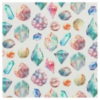 Boho Chic Watercolor Gemstones Fabric