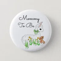 Mommy To Be Llama with Teddy Bear Button