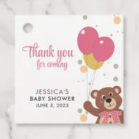 Adorable Teddy Bear Pink & Gold Baby Girl Shower Favor Tags