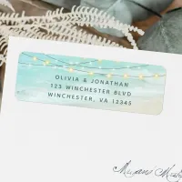 Beach String Lights Ocean Wedding Return Address Label