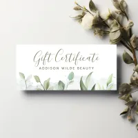 Rustic Watercolor Greenery Gift Certificate