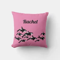 Cool Orca Whale Personalized Pink Throw Pillow