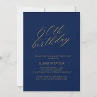 Sixty | Modern Gold & Blue 60th Birthday Party Invitation