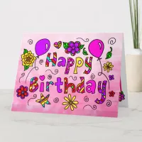 Jumbo Happy Birthday with Flowers and Balloons Card