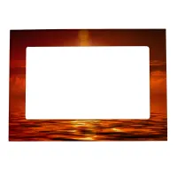 Tranquil Sunset Orange Golden Sky Over Sea Ocean Magnetic Frame