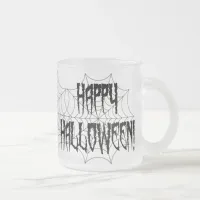 Halloween Spider Fingers and Web Frosted Glass Coffee Mug