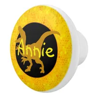 Personalized Yellow Dinosaur Hide Ceramic Knob