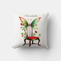 Red Winged Fairy Chair Throw Pillow