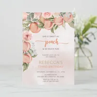 Sweet as Peach Girl Birthday Invitation