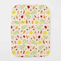 Cute fall pattern with colorful leaves and nuts baby burp cloth