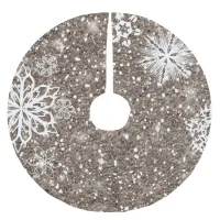 Snowflakes on Glitter Bronze ID454 Brushed Polyester Tree Skirt