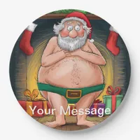 Funny Dirty Santa Christmas Collection Paper Plates