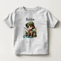 Little Boy Fishing Cartoon Personalized Toddler T-shirt
