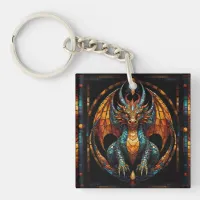 Cute Dragon Stained Glass Mosaic Design Keychain