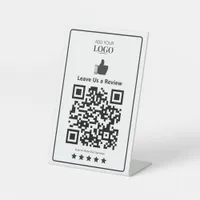 Business Review Qr Code Modern Minimalist White Pedestal Sign