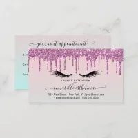 Glitter Pink Eyelash Extension Appointment Business Card