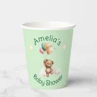 Sweet Little One on the Way Green Baby Shower Paper Cups