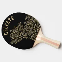 Monogrammed Gold Pattern on Black | Ping Pong Paddle