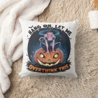 Witch perched on a pumpkin in a night sky throw pillow