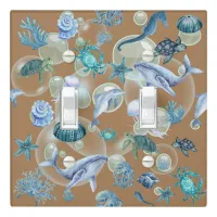 Under the Sea Blue Watercolor on brown | Light Switch Cover