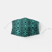 Trendy Teal & Black Op Art Geometric Pattern Adult Cloth Face Mask