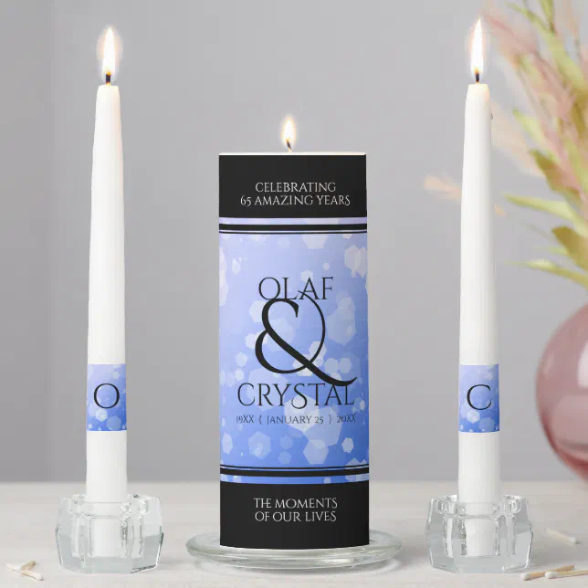 Chic 45th 51st 65th Sapphire Wedding Anniversary Unity Candle Set