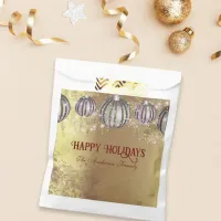 Festive Gold Christmas Baubles Happy Holidays Favor Bag