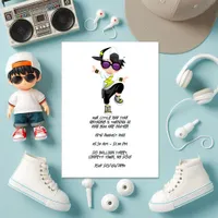 Cool Hip Hop Rap Boy Break Dancer Birthday Party Invitation