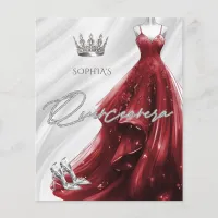 Budget Burgundy Red Dress Quinceañera Invitation