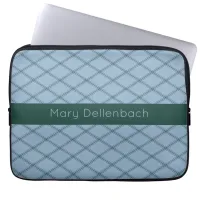 Slate Art Deco Pattern with Forest Name Stripe Laptop Sleeve