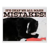 Making Mistakes is OK Motivational Cat Slogan Poster